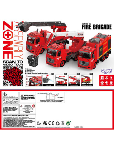 WOOPIE Zestaw Konstrukcyjny Klocki Wóz Strażacki + Śrubokręt