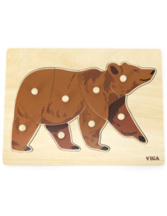 VIGA Wooden Montessori Puzzle Bear with Pins