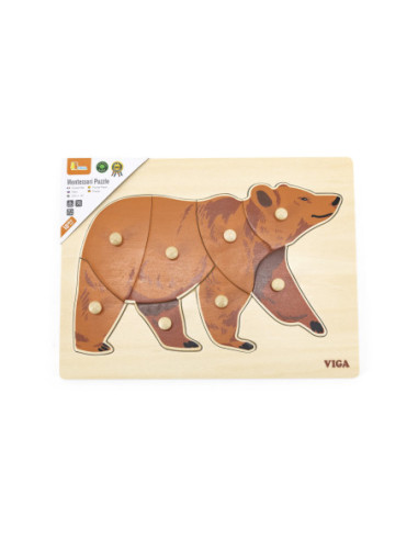 VIGA Drewniane Puzzle Montessori Słoń z Pinezkami