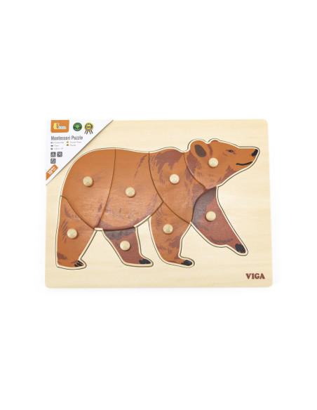 VIGA Drewniane Puzzle Montessori Słoń z Pinezkami