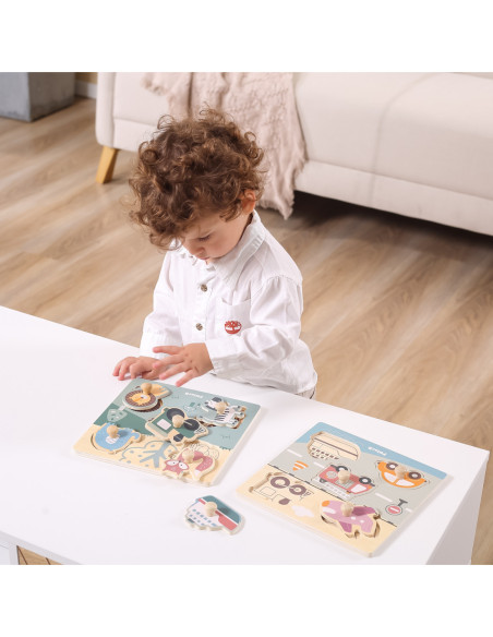 VIGA PolarB Drewniane Puzzle Zwierzęta z Pinezkami