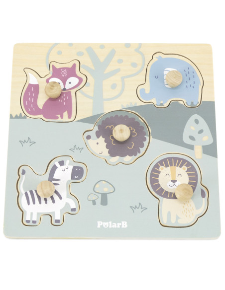 VIGA PolarB Drewniane Puzzle Zwierzęta z Pinezkami