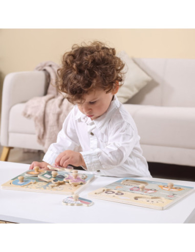 VIGA PolarB Drewniane Puzzle Zwierzęta z Pinezkami