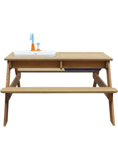 AXI Stół Piknikowy Emily z Ławką i Umywalką na Baterie oraz Pojemnikami na Wodę/Piasek