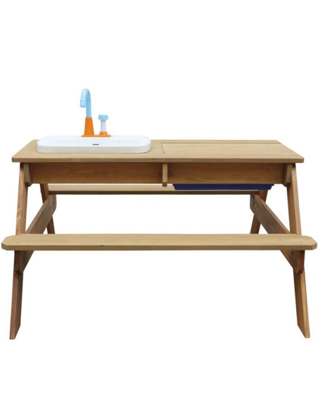 AXI Stół Piknikowy Emily z Ławką i Umywalką na Baterie oraz Pojemnikami na Wodę/Piasek