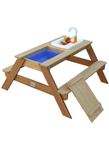 AXI Stół Piknikowy Emily z Ławką i Umywalką na Baterie oraz Pojemnikami na Wodę/Piasek