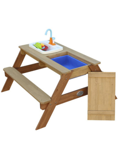 AXI Stół Piknikowy Emily z Ławką i Umywalką na Baterie oraz Pojemnikami na Wodę/Piasek