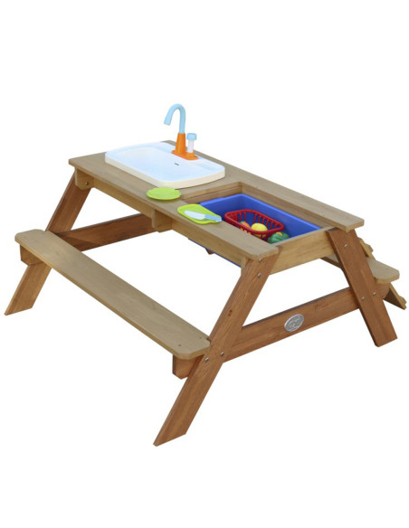 AXI Stół Piknikowy Emily z Ławką i Umywalką na Baterie oraz Pojemnikami na Wodę/Piasek
