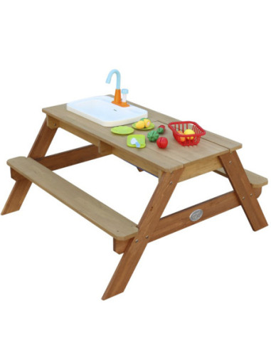 AXI Stół Piknikowy Emily z Ławką i Umywalką na Baterie oraz Pojemnikami na Wodę/Piasek