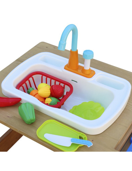 AXI Stół Piknikowy Emily z Ławką i Umywalką na Baterie oraz Pojemnikami na Wodę/Piasek