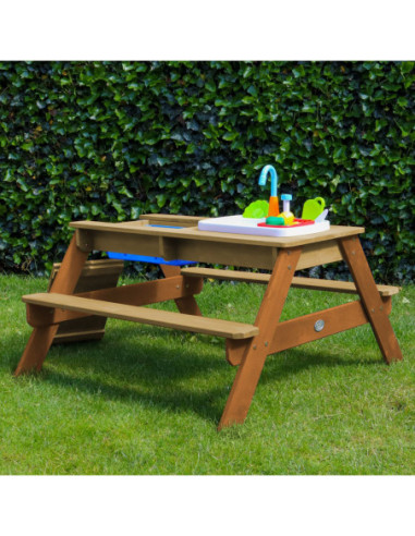 AXI Stół Piknikowy Emily z Ławką i Umywalką na Baterie oraz Pojemnikami na Wodę/Piasek