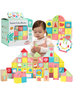 CLASSIC WORLD Wooden Blocks Confectionery Puzzle Learning Counting and Letters 68 pcs.