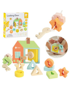 CLASSIC WORLD Wooden Intertwining Threading Blocks Keys and Doors MONTESSORI 11 pcs.