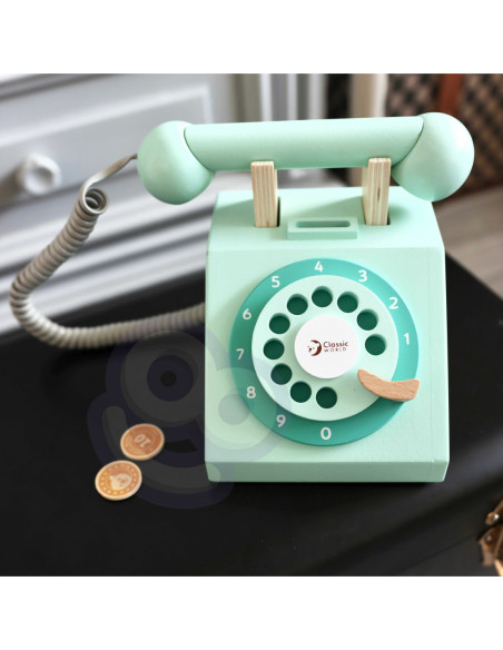 CLASSIC WORLD Telefon Stacjonarny Drewniany Dla Dzieci