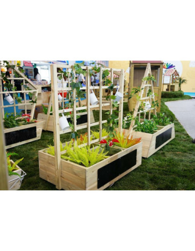 CLASSIC WORLD Drewniany Kwietnik na Kółkach do Ogrodu + Tablica