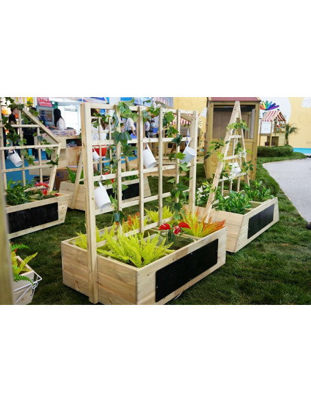 CLASSIC WORLD Drewniany Kwietnik na Kółkach do Ogrodu + Tablica