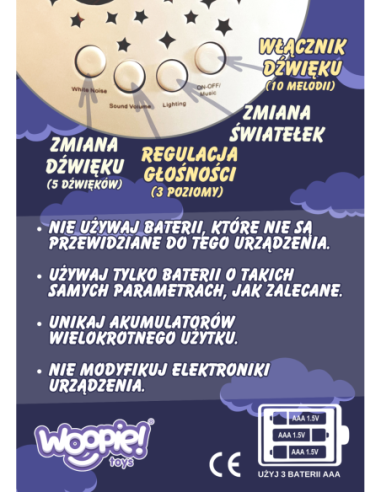 WOOPIE Przytulanka Usypiacz Projektor 2w1 Miś - 10 Kołysanek