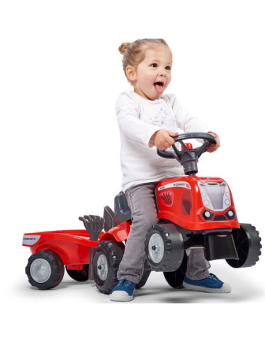 FALK Traktorek Baby Mac Cormick Czerwony z Przyczepką + akc. od 12 miesięcy