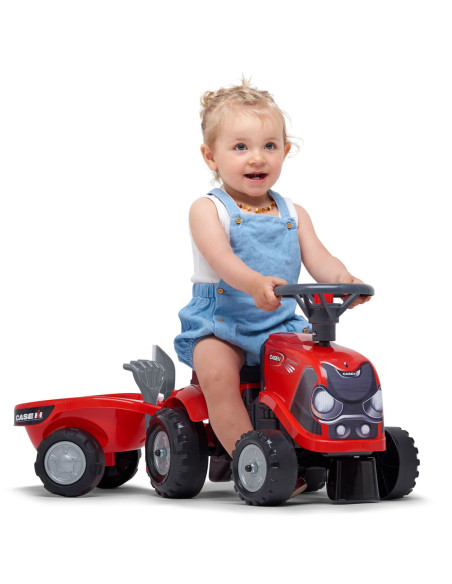 FALK Traktorek Baby Case IH Ride-On Czerwony z Przyczepką + akc. od 12 miesięcy