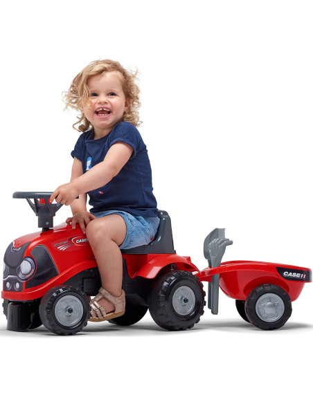 FALK Traktorek Baby Case IH Ride-On Czerwony z Przyczepką + akc. od 12 miesięcy