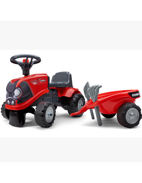 FALK Traktorek Baby Case IH Ride-On Czerwony z Przyczepką + akc. od 12 miesięcy