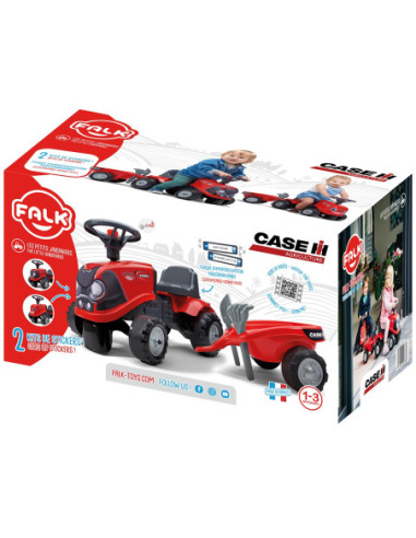 FALK Traktorek Baby Case IH Ride-On Czerwony z Przyczepką + akc. od 12 miesięcy