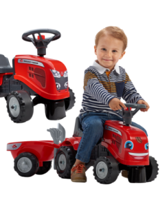 FALK Baby Massey Ferguson Red Tractor with Trailer + Accessories. From 1 year