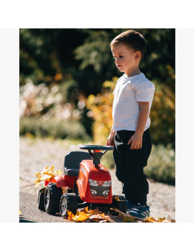 FALK Traktorek Baby Massey Ferguson Czerwony z Przyczepką + akc. Od 12 Miesięcy