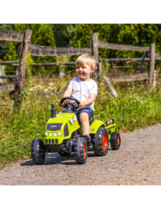 FALK Traktorek Claas Zielony na Pedały Klakson Przyczepa od 2 Lat. 2