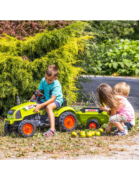 FALK Traktorek Claas Zielony na Pedały Klakson Przyczepa od 2 Lat.