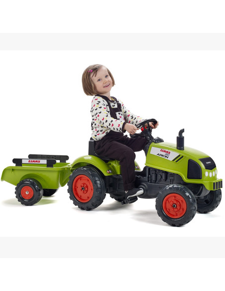 FALK Traktorek Claas Zielony na Pedały Klakson Przyczepa od 2 Lat.
