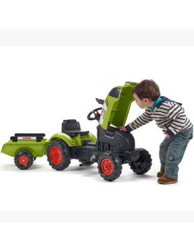 FALK Traktorek Claas Zielony na Pedały Klakson Przyczepa od 2 Lat.