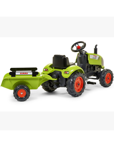 FALK Traktorek Claas Zielony na Pedały Klakson Przyczepa od 2 Lat.
