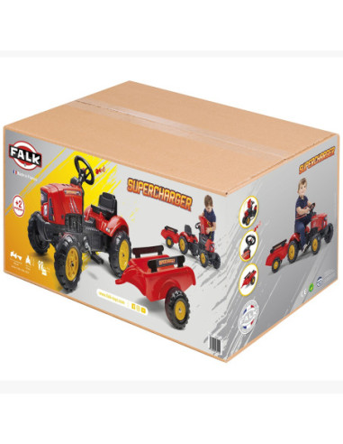 FALK Traktorek Red Supercharger Czerwony Otwierana Maska Od 2 Lat