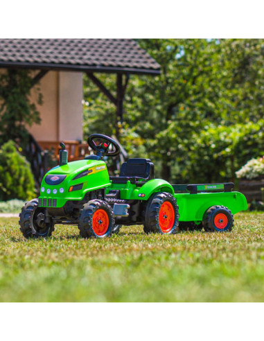 FALK Traktorek X Tractor Zielony z Przyczepką Klakson od 2 Lat