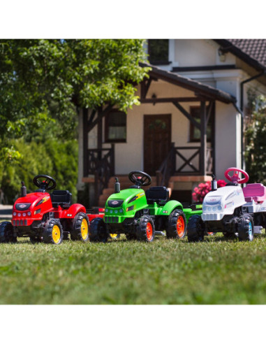 FALK Traktorek X Tractor Zielony z Przyczepką Klakson od 2 Lat