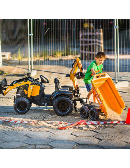 FALK Traktor Case IH Backhoe Pomarańczowy z Przyczepką Ruchoma Łyżka od 3 Lat