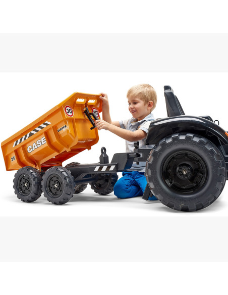 FALK Traktor Case IH Backhoe Pomarańczowy z Przyczepką Ruchoma Łyżka od 3 Lat