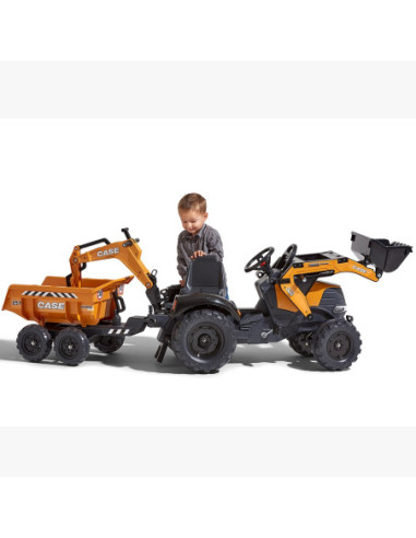 FALK Traktor Case IH Backhoe Pomarańczowy z Przyczepką Ruchoma Łyżka od 3 Lat