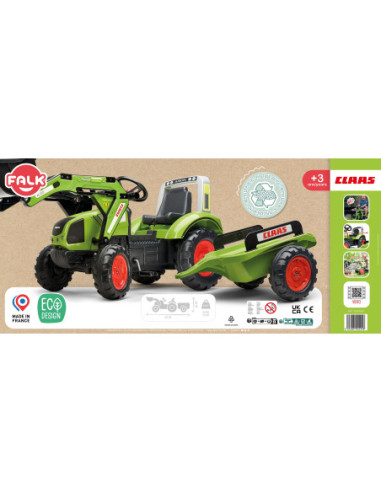 Claas Arion 430 Traktor na pedały z łyżką i przyczepką 1040AM Zielony FALK