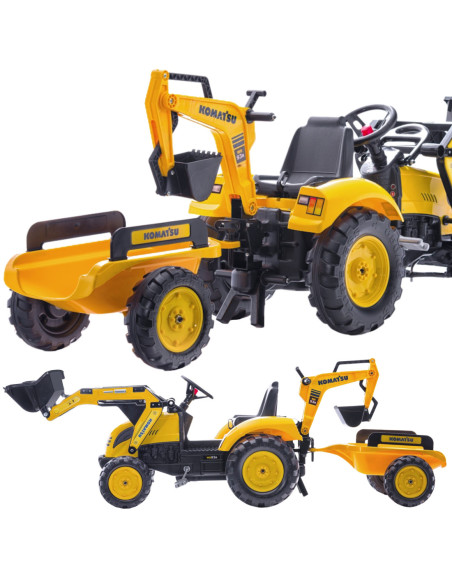 FALK Traktor na Pedały Koparka KOMATSU Łyżka + Przyczepa od 2 lat