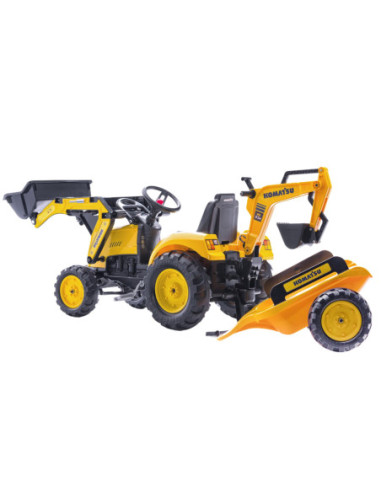 FALK Traktor na Pedały Koparka KOMATSU Łyżka + Przyczepa od 2 lat
