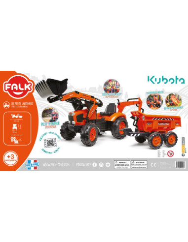 FALK Traktor z Przyczepą Maxi i Łyżką KUBOTA
