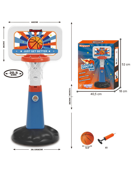 WOOPIE Zestaw Koszykówka Regulacja 99 - 125 cm + Piłka + Pompka