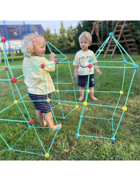 WOOPIE Zestaw Konstrukcyjny Duże Klocki Słomki Rurki 128 el.