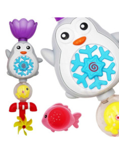 WOOPIE BABY Penguin Bath Water Toy with Fish Wheel and Overflow Cup