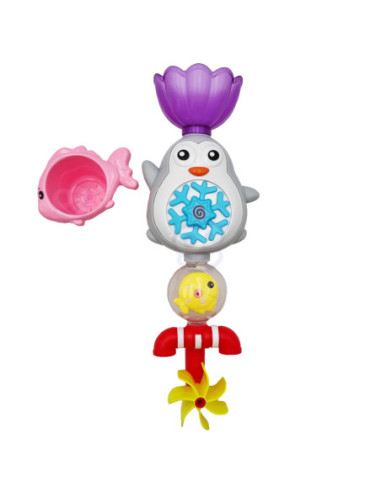 WOOPIE Pingwin Zabawka Wodna do Kąpieli Rybka Kołowrotek + Kubeczek Przelewowy