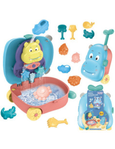 WOOPIE 3-in-1 Sandbox Set Hippo Suitcase Water Table