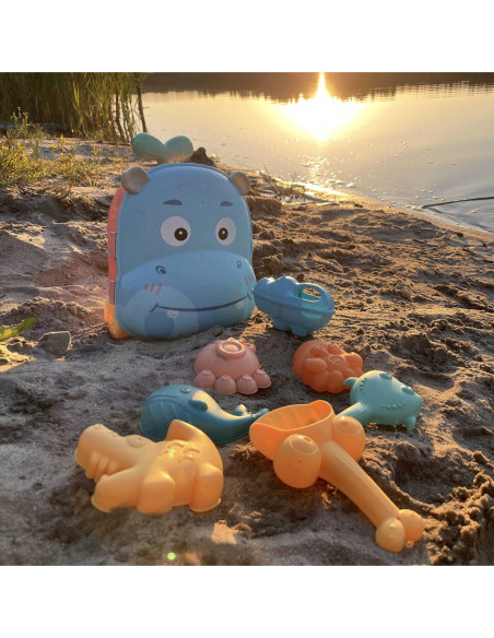 WOOPIE Zestaw do Piasku 3w1 Walizka Hipopotam + Zabawka Wodna