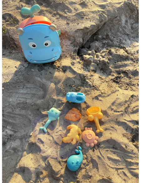 WOOPIE Zestaw do Piasku 3w1 Walizka Hipopotam + Zabawka Wodna